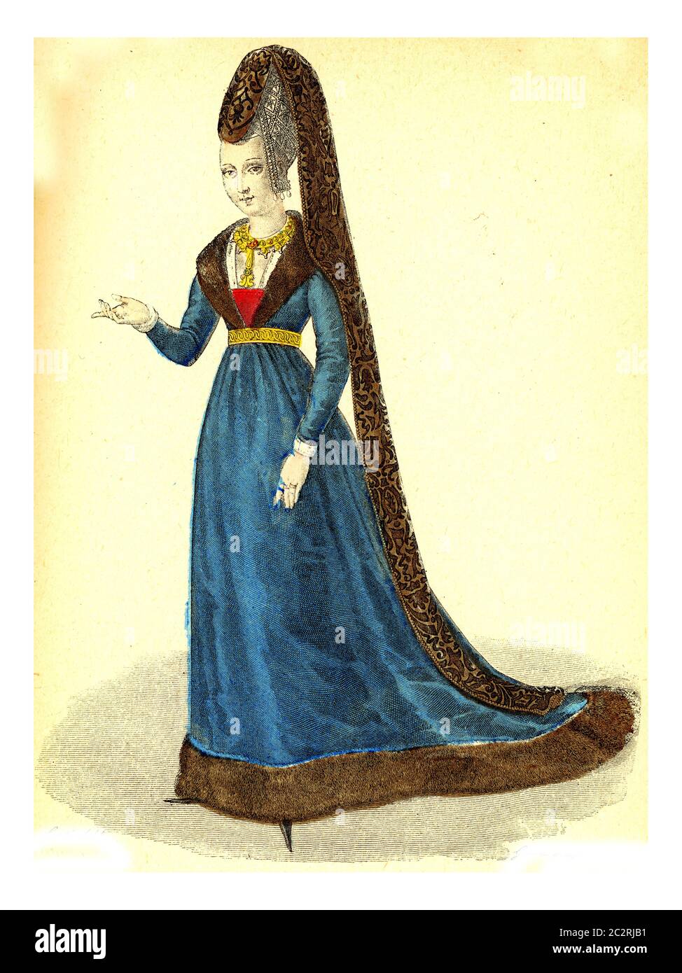 Agnes Sorel, vintage engraved illustration. 12th to 18th century Fashion By Image Stock Photo
