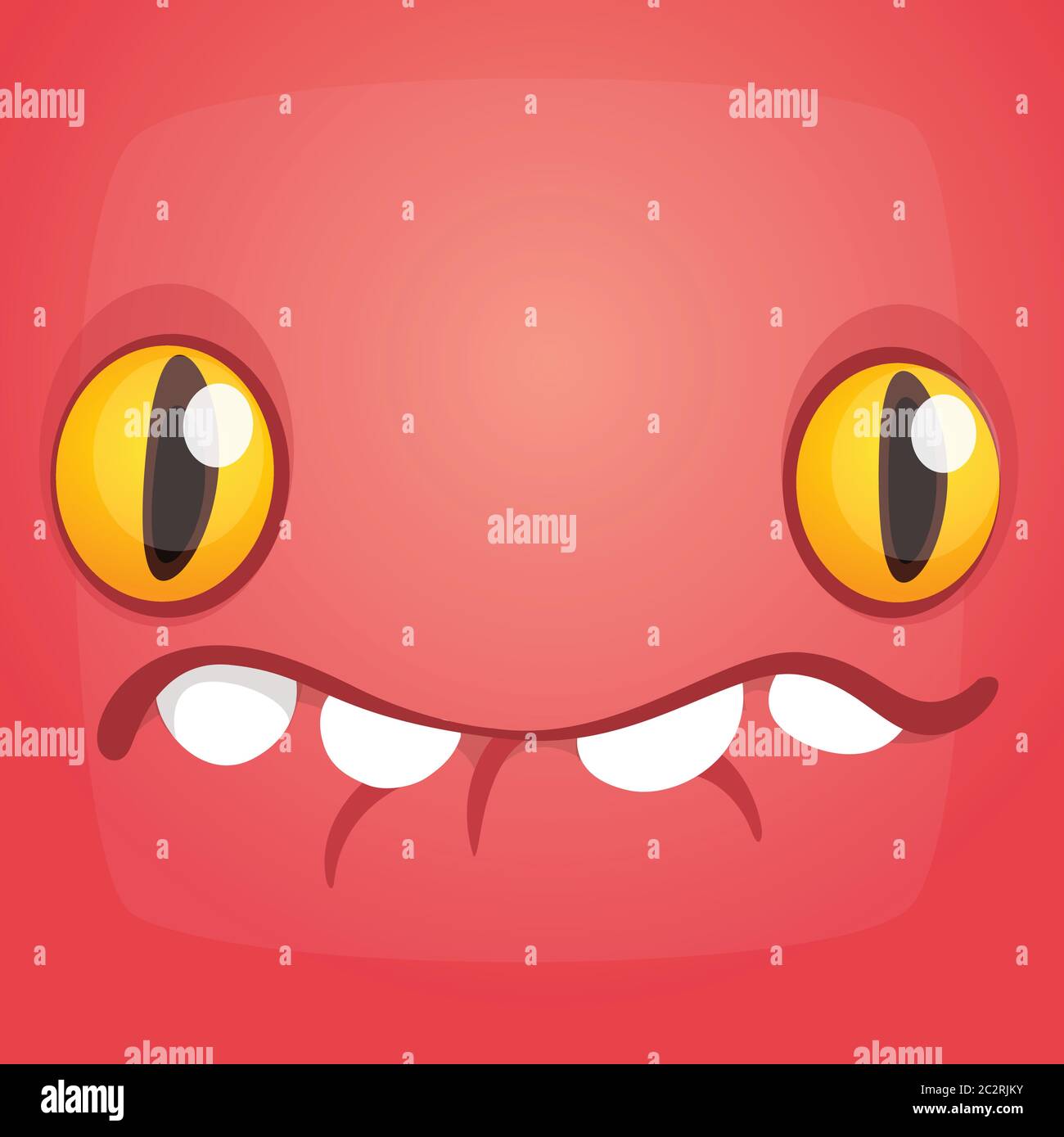 Funny cartoon monster face. Vector Halloween monster square avatar ...