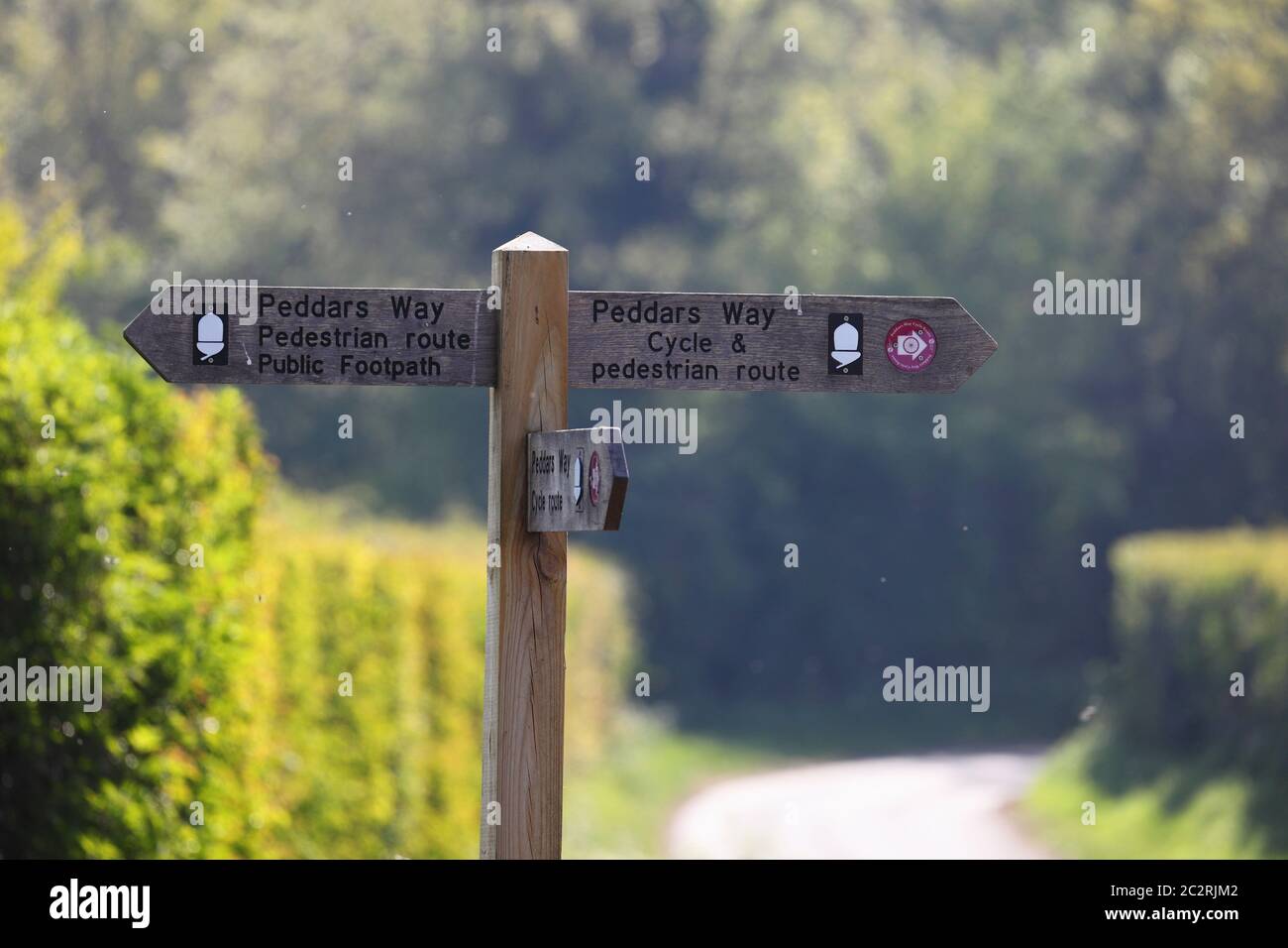 Signpost for the Peddar's Way long distance footpath at Fring, in Norfolk, England. Stock Photo
