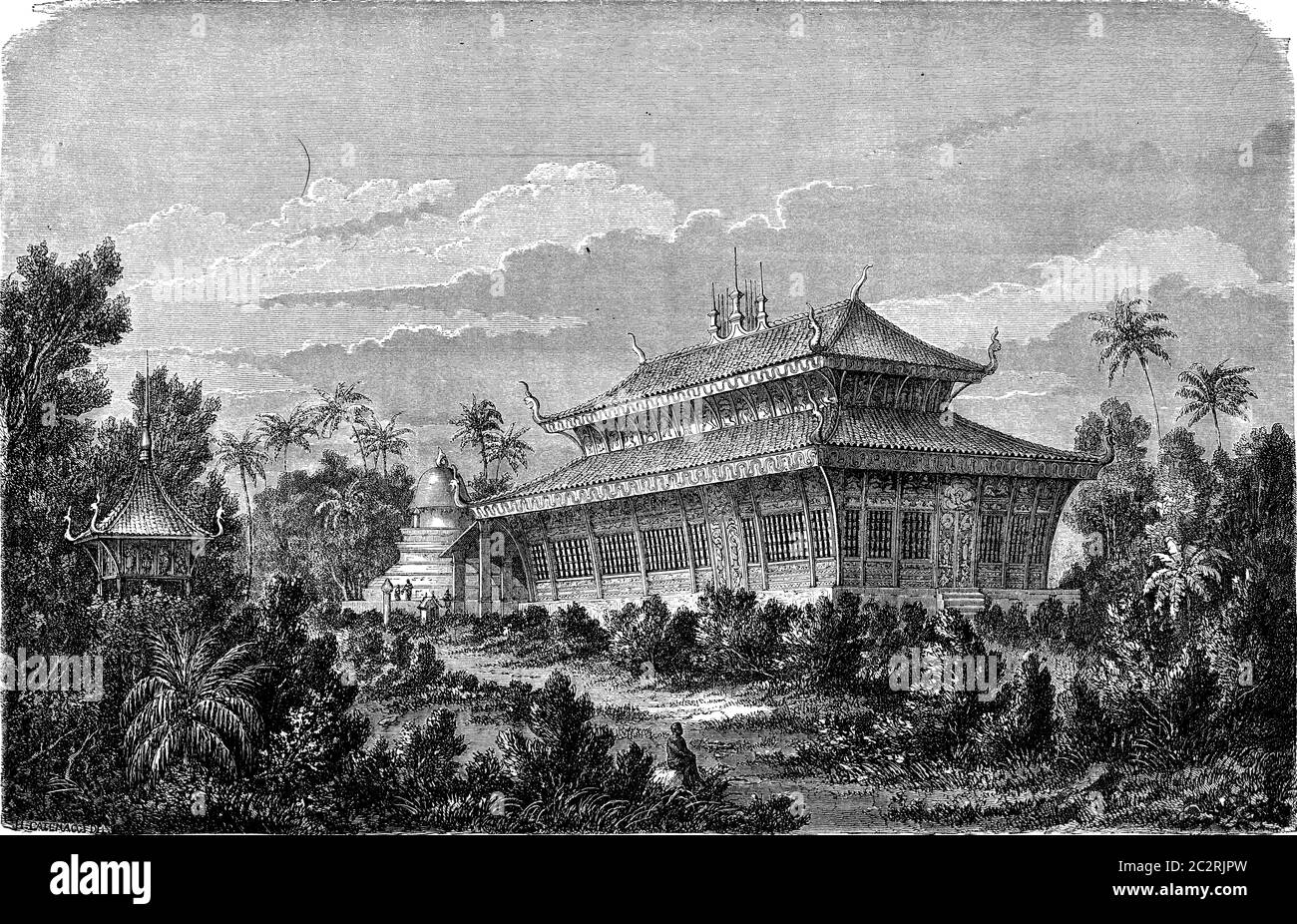 Pagoda-shaped tomb. vintage engraved illustration. Le Tour du Monde, Travel Journal, (1872). Stock Photo