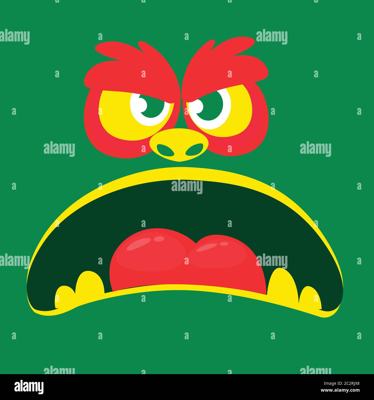 Angry cartoon monster face. Vector Halloween monster square avatar Stock Vector