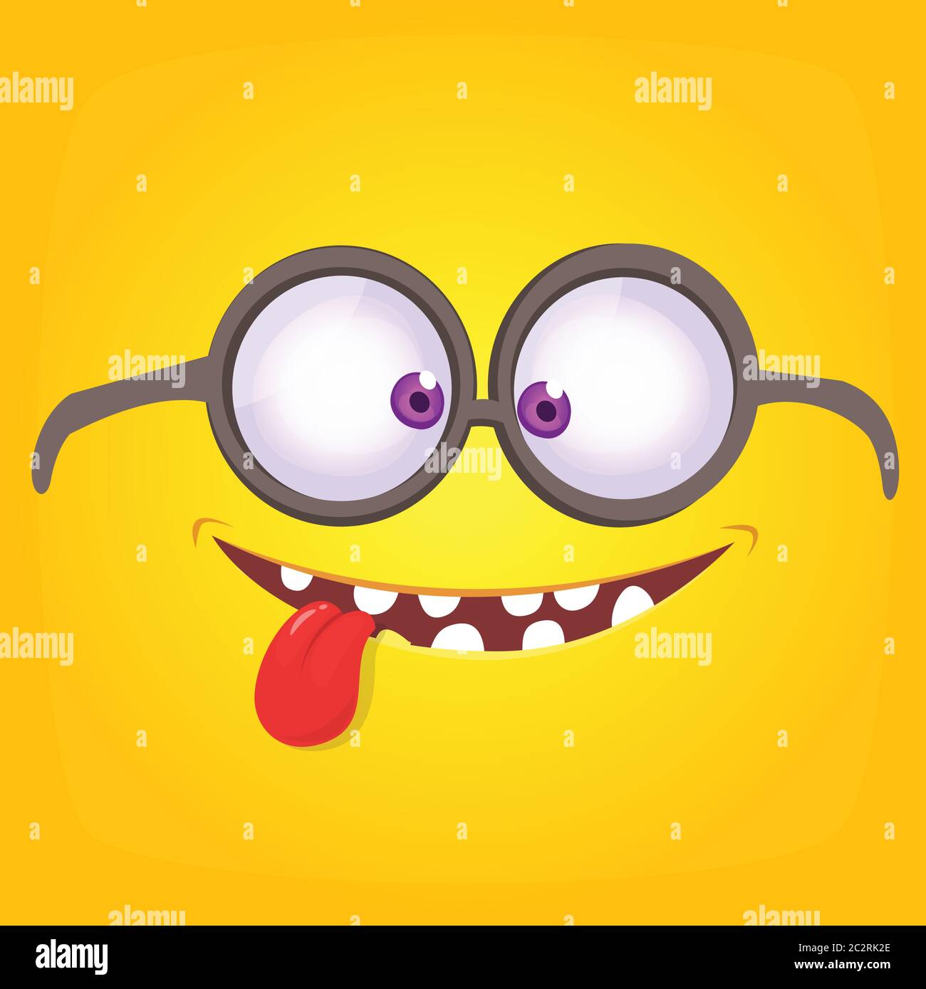 Funny cartoon monster face. Vector Halloween monster square avatar ...