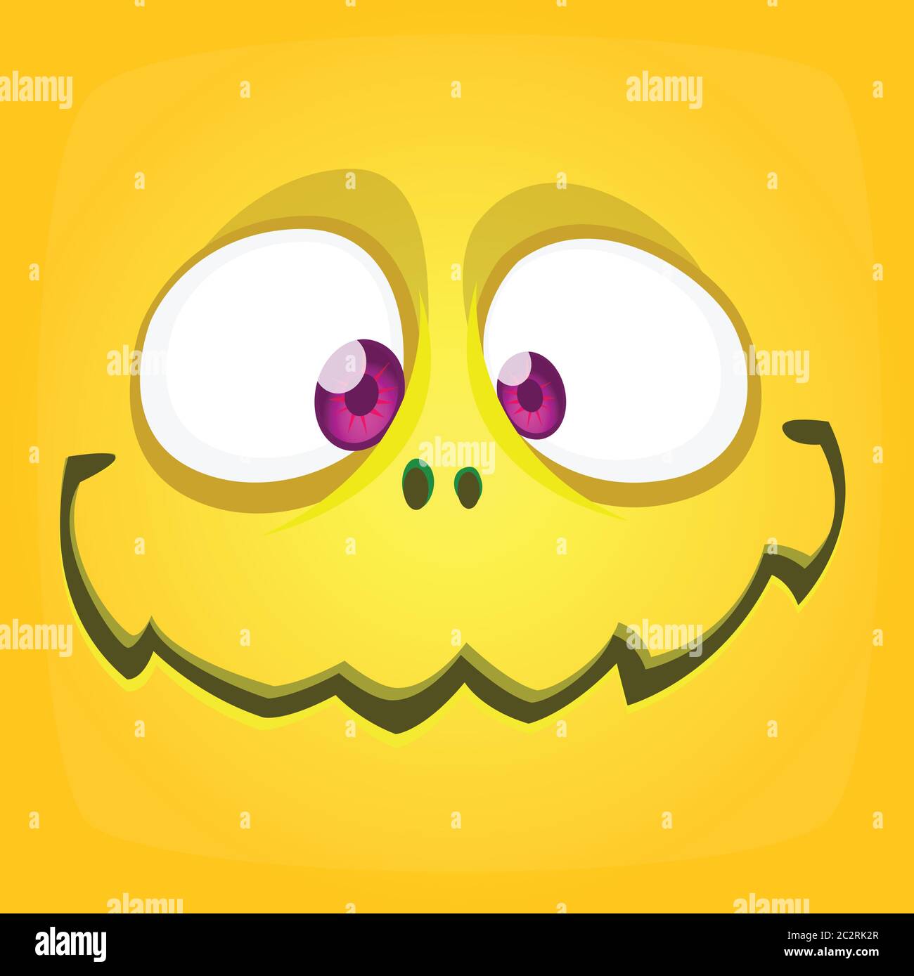 Funny cartoon monster face. Vector Halloween monster square avatar ...