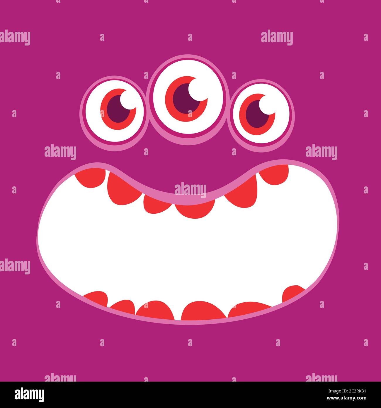 Angry cartoon monster face. Vector Halloween monster square avatar ...