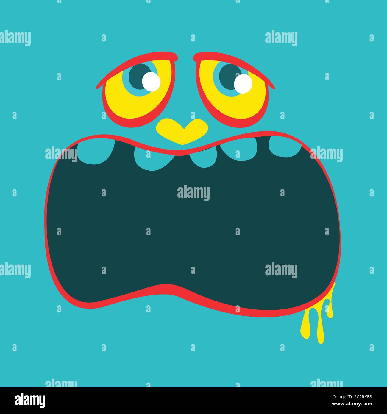 Angry cartoon monster face. Vector Halloween monster square avatar ...