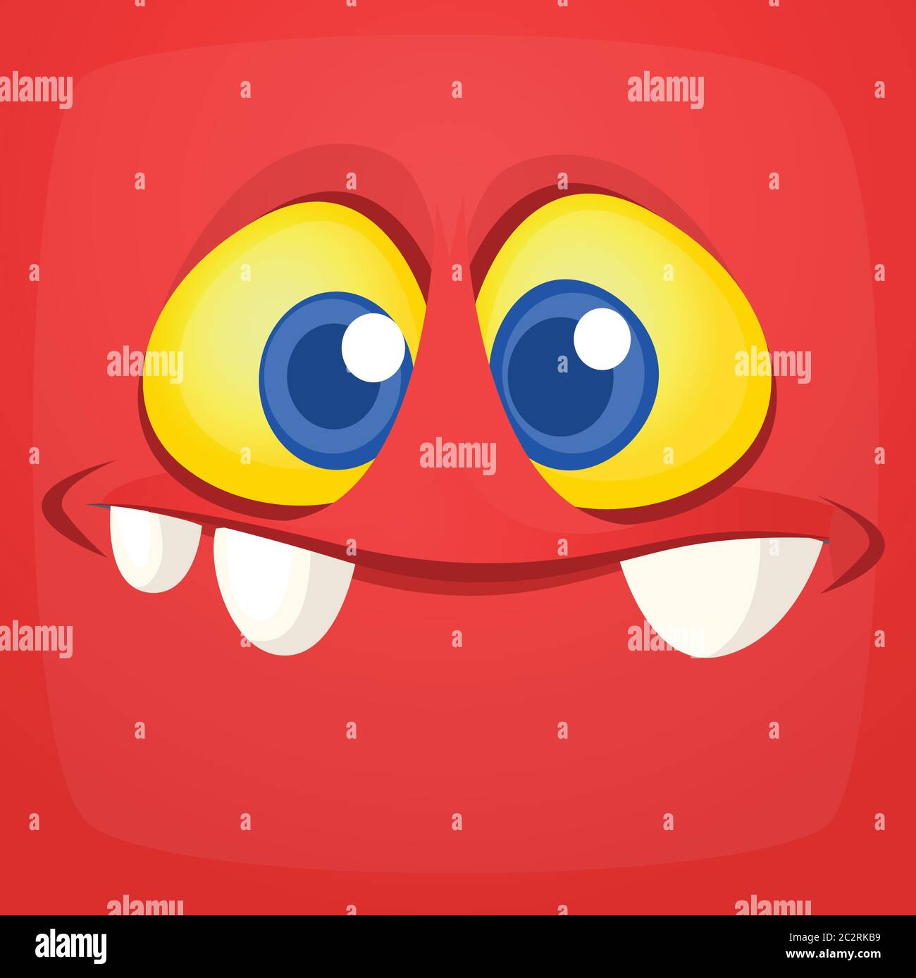 Funny cartoon monster face. Vector Halloween monster square avatar ...