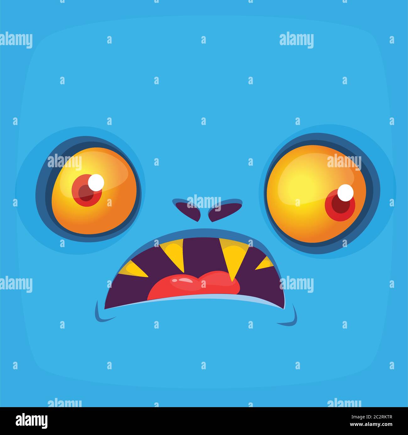 Angry cartoon monster face. Vector Halloween monster square avatar ...