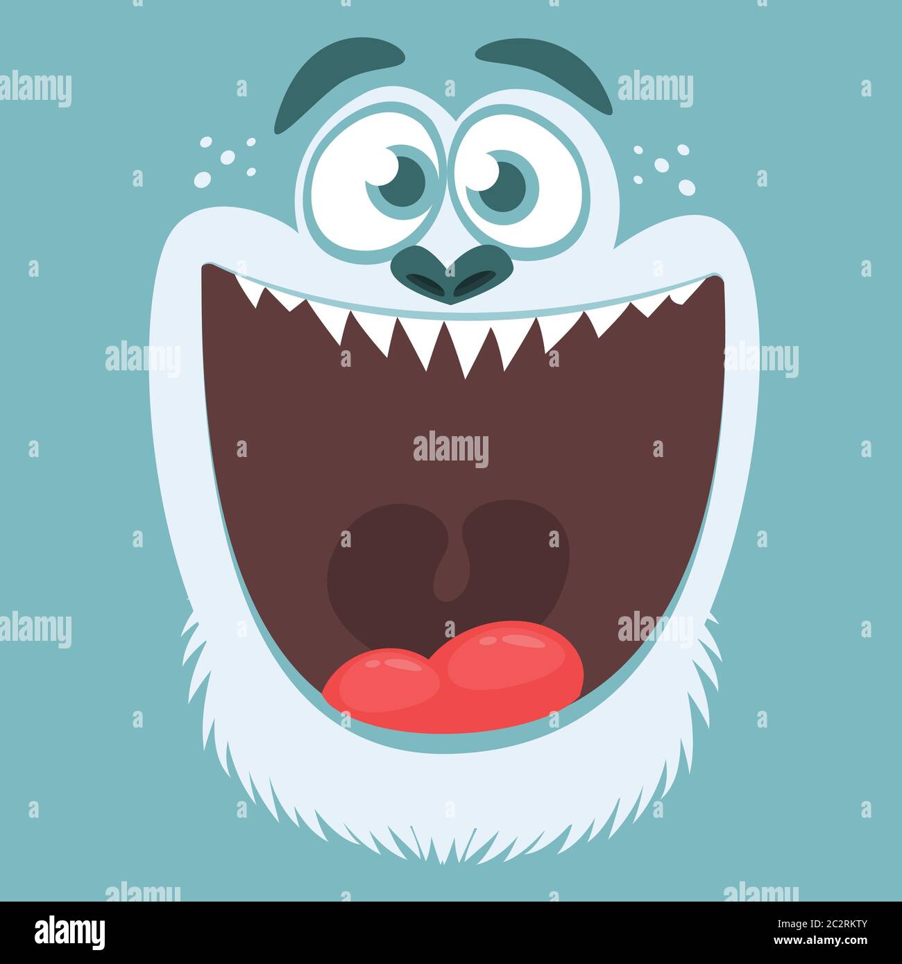 Cute cartoon yeti or bigfoot face. Vector Halloween monster square ...