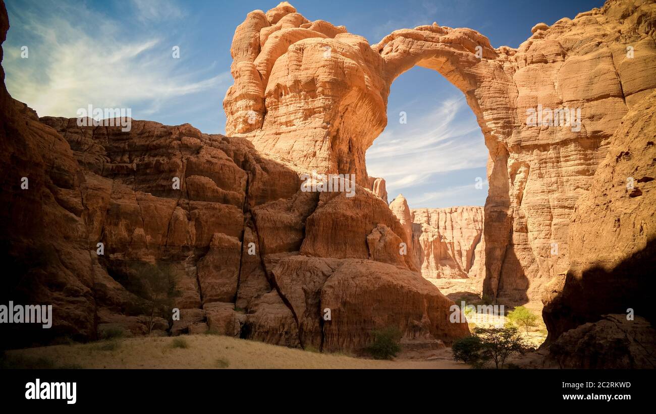 Abstract Rock formation at plateau Ennedi aka Aloba arch in Chad Stock Photo