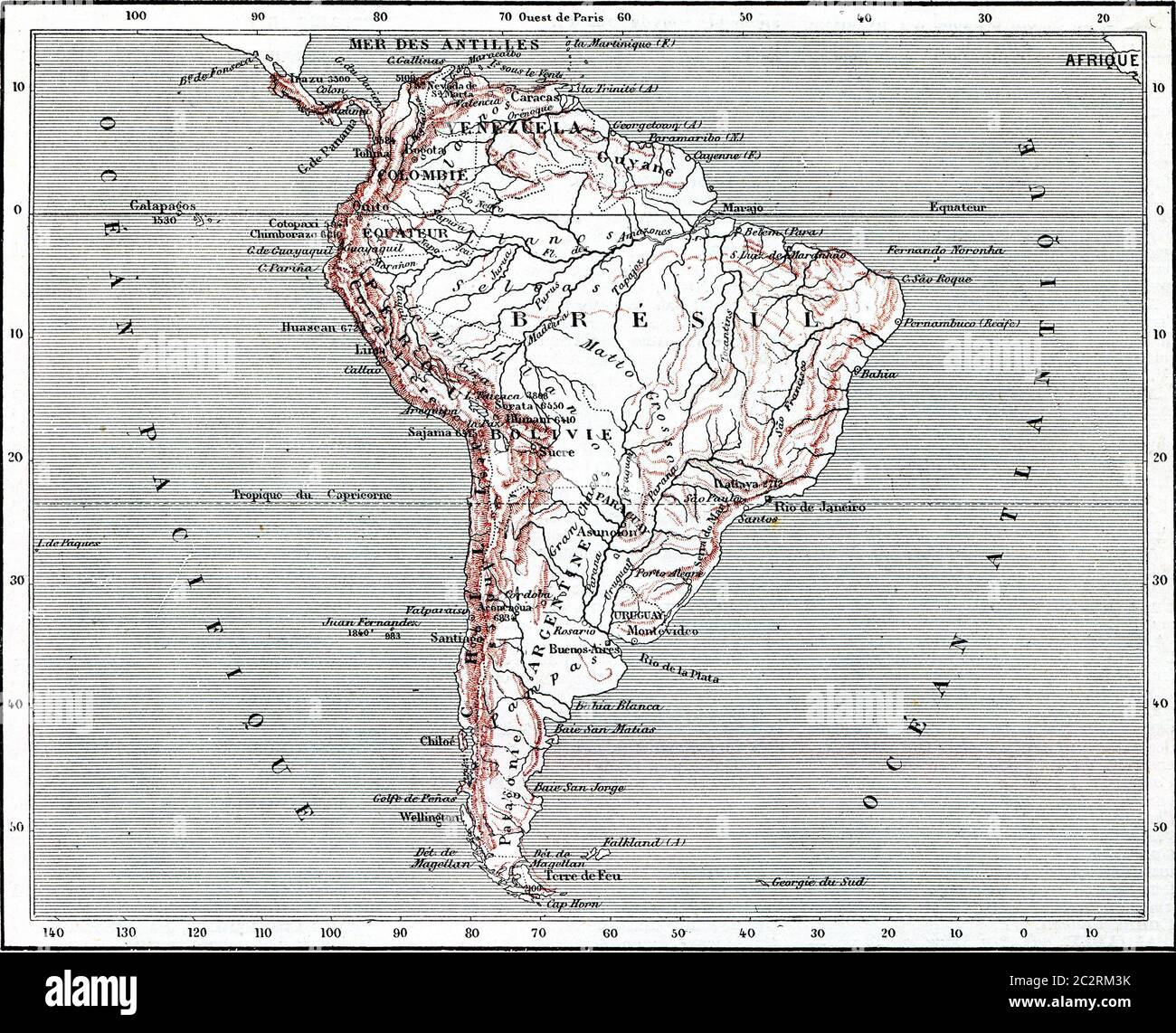 Map Of South America Vintage Engraved Illustration Dictionary Of