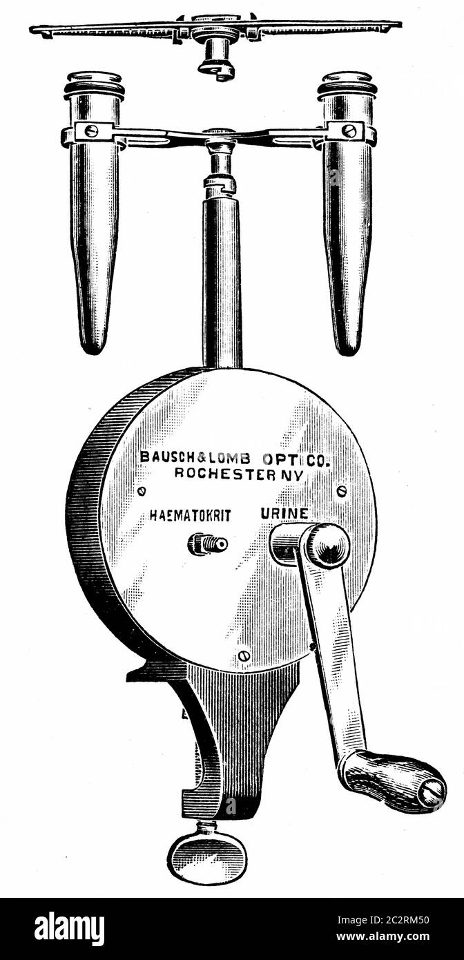 Centrifuge hematocrit attachment, vintage engraved illustration Stock ...