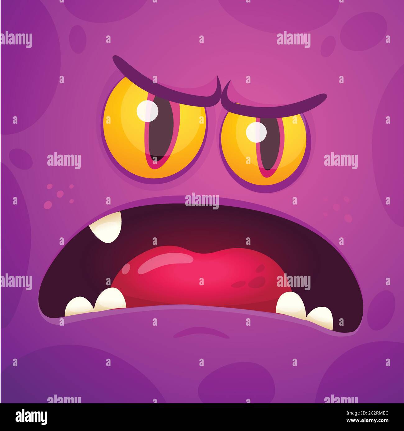Cartoon monster face expression. Vector Halloween monster square avatar ...