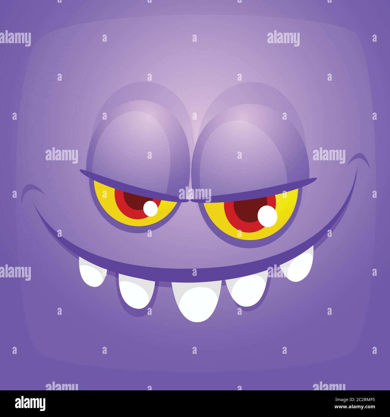 Funny cartoon monster girl face. Vector Halloween monster square avatar ...