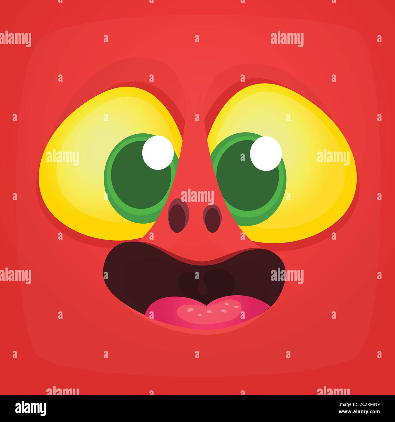 Funny cartoon monster face. Vector Halloween monster square avatar ...