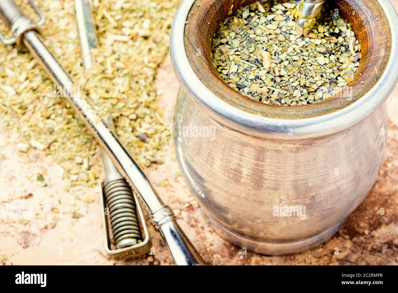 Argentina Buenos Aires traditional infusion called mate (yerba mate) and  prepared in a calabash with a bombilla Stock Photo - Alamy