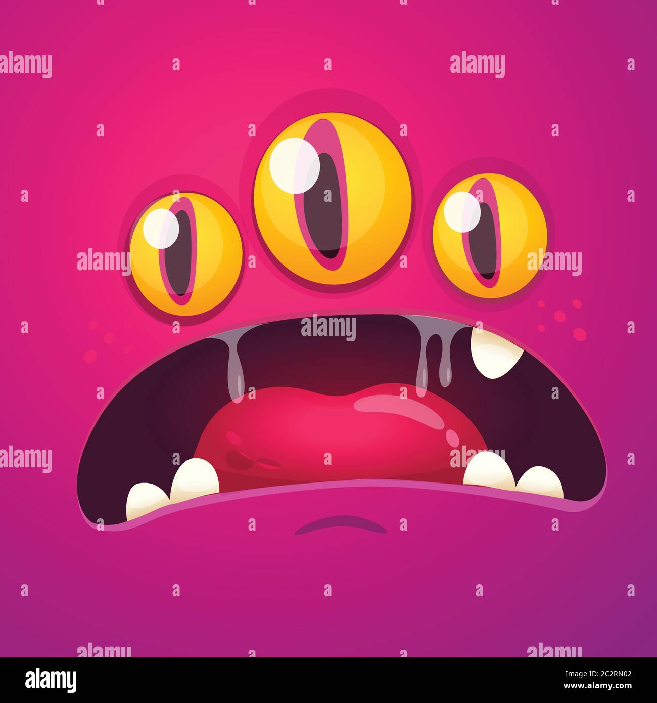 Cartoon monster face. Vector Halloween monster square avatar Stock ...