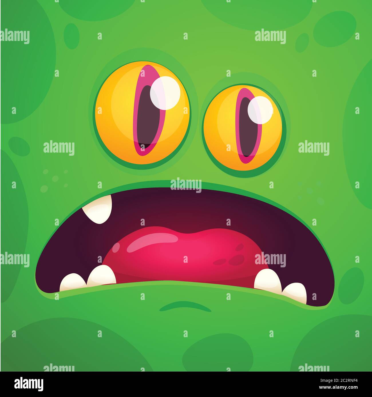 Cartoon monster face expression. Vector Halloween monster square avatar ...