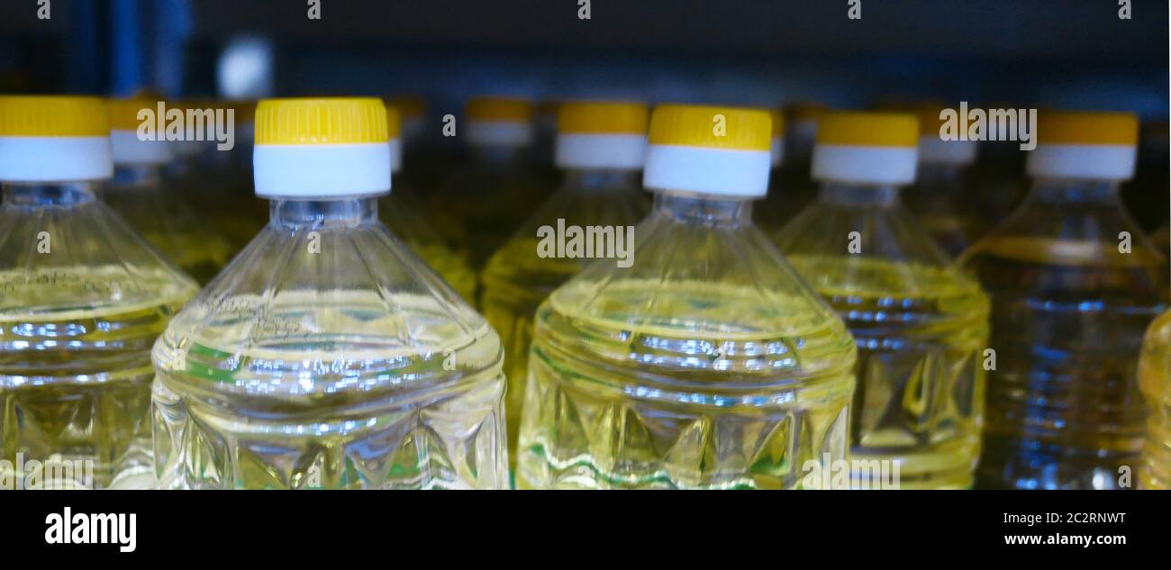Bottles of cooking oil Stock Photo Alamy