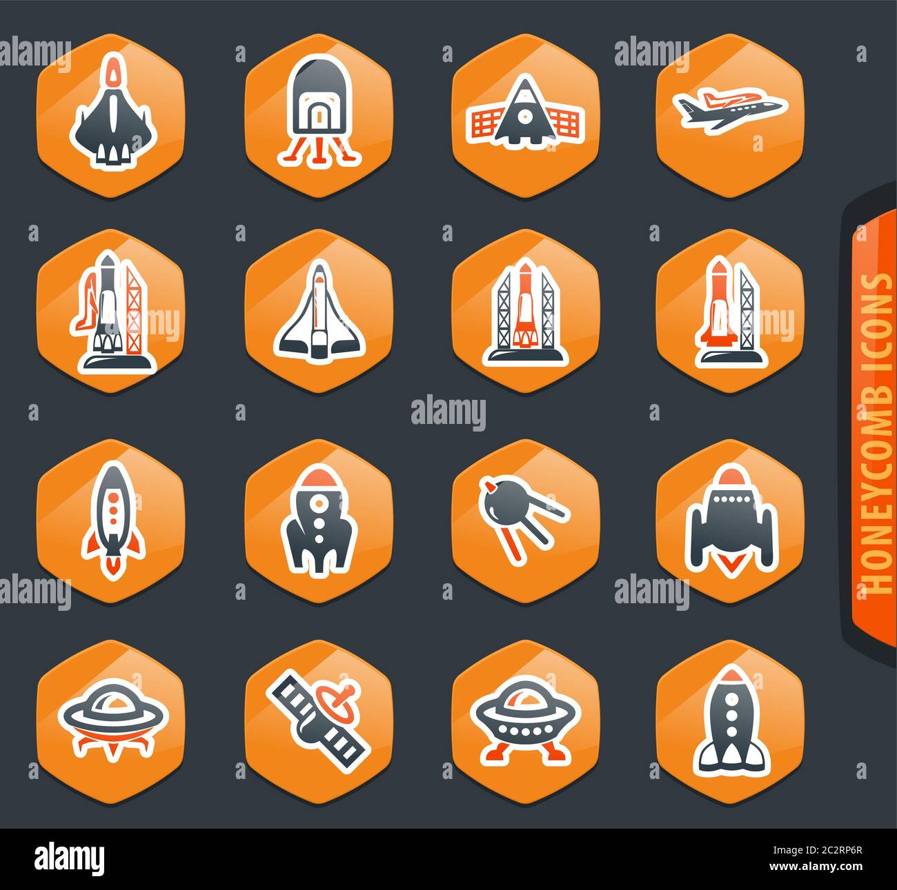Space platform color vector icons for user interface design Stock Photo ...