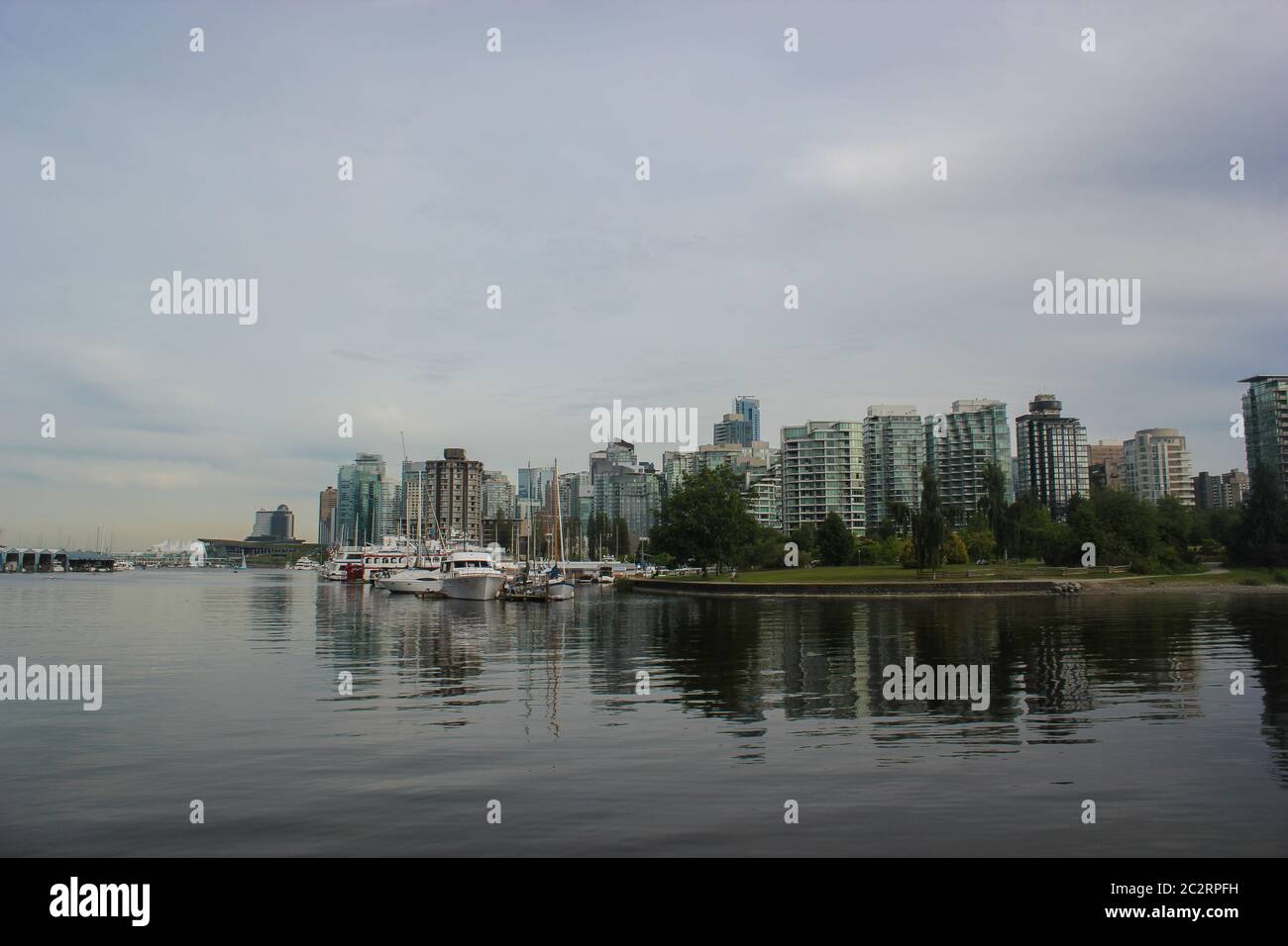 Scenic view of Vancouver shore on marina, British Columbia, Canada Stock Photo