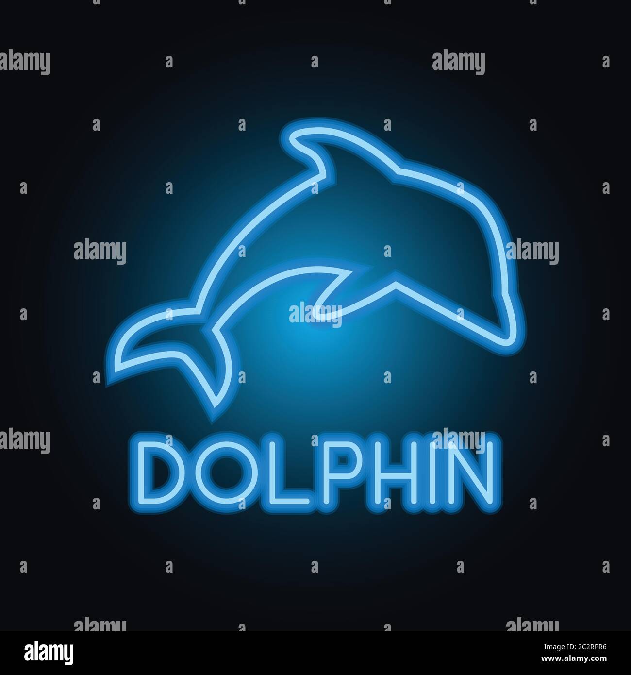 dolphin logo with neon sign effect. vector illustration Stock Vector