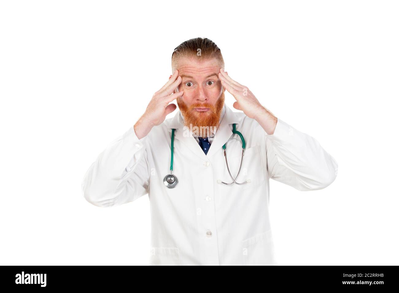 Stressed mind of a doctor isolated on a white background Stock Photo ...