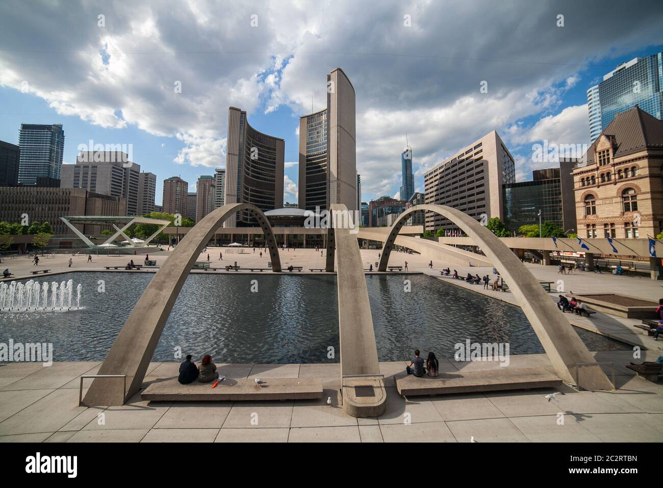 The New City Hall and the fountain in front of it, Toronto, Ontario, Canada Stock Photo