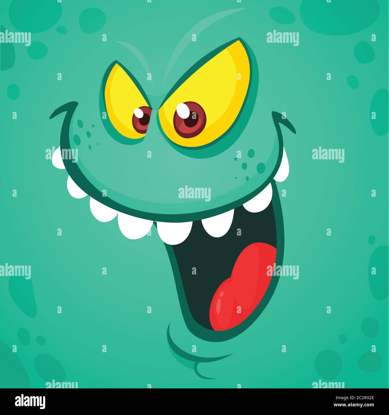 Funny cartoon monster face. Vector Halloween monster square avatar ...