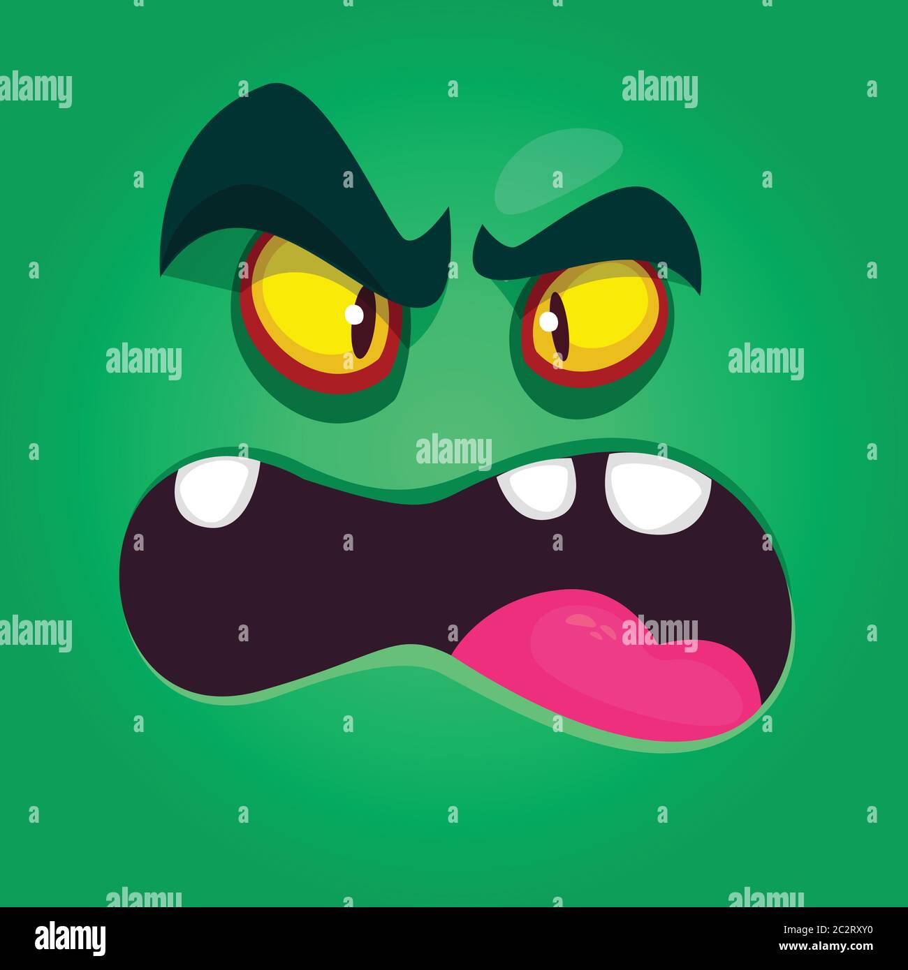 Funny cartoon monster face. Vector Halloween monster square avatar ...
