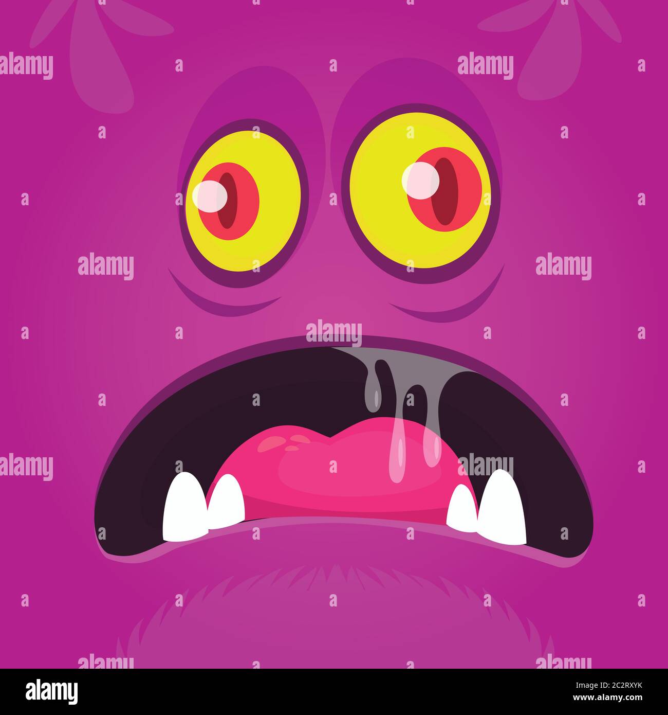 Funny cartoon monster face. Vector Halloween monster square avatar ...