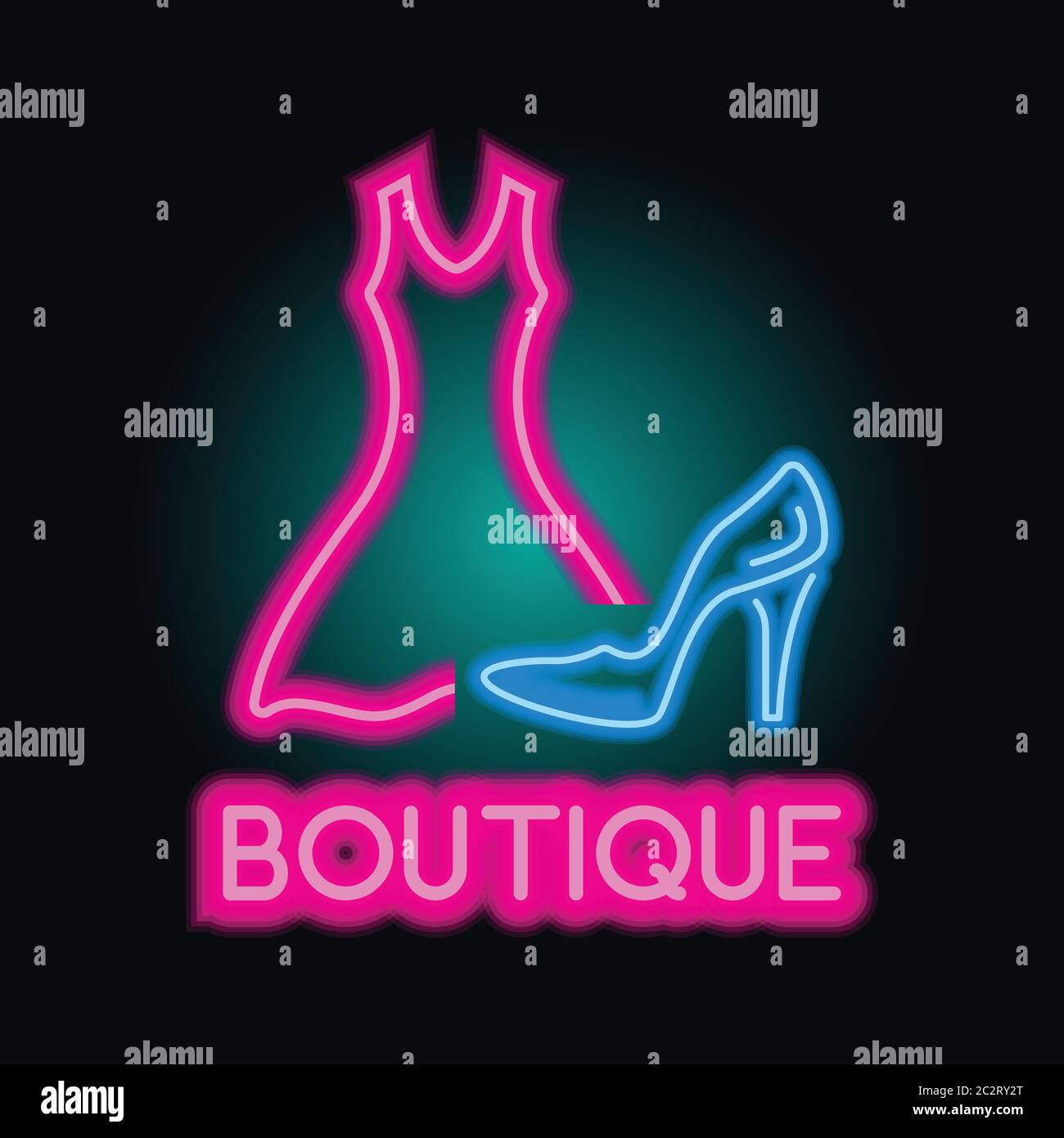 boutique logo with neon light effect. vector illustration Stock Vector