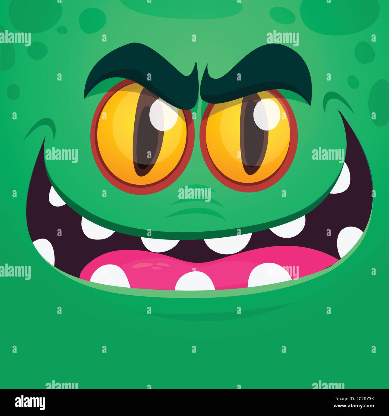 Funny cartoon monster face. Vector Halloween monster square avatar ...