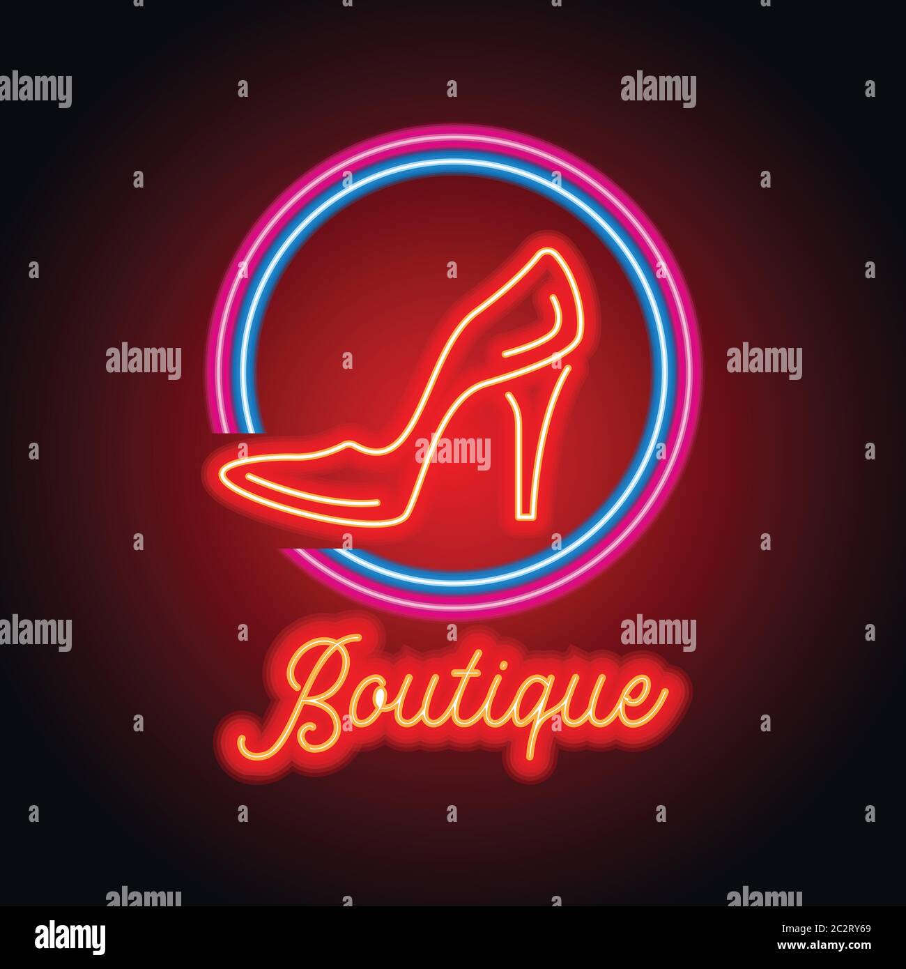 boutique logo with neon light effect. vector illustration Stock Vector