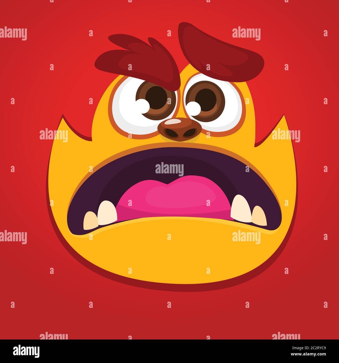 Cute cartoon monster. Vector troll or dragon character. Halloween design Stock Vector