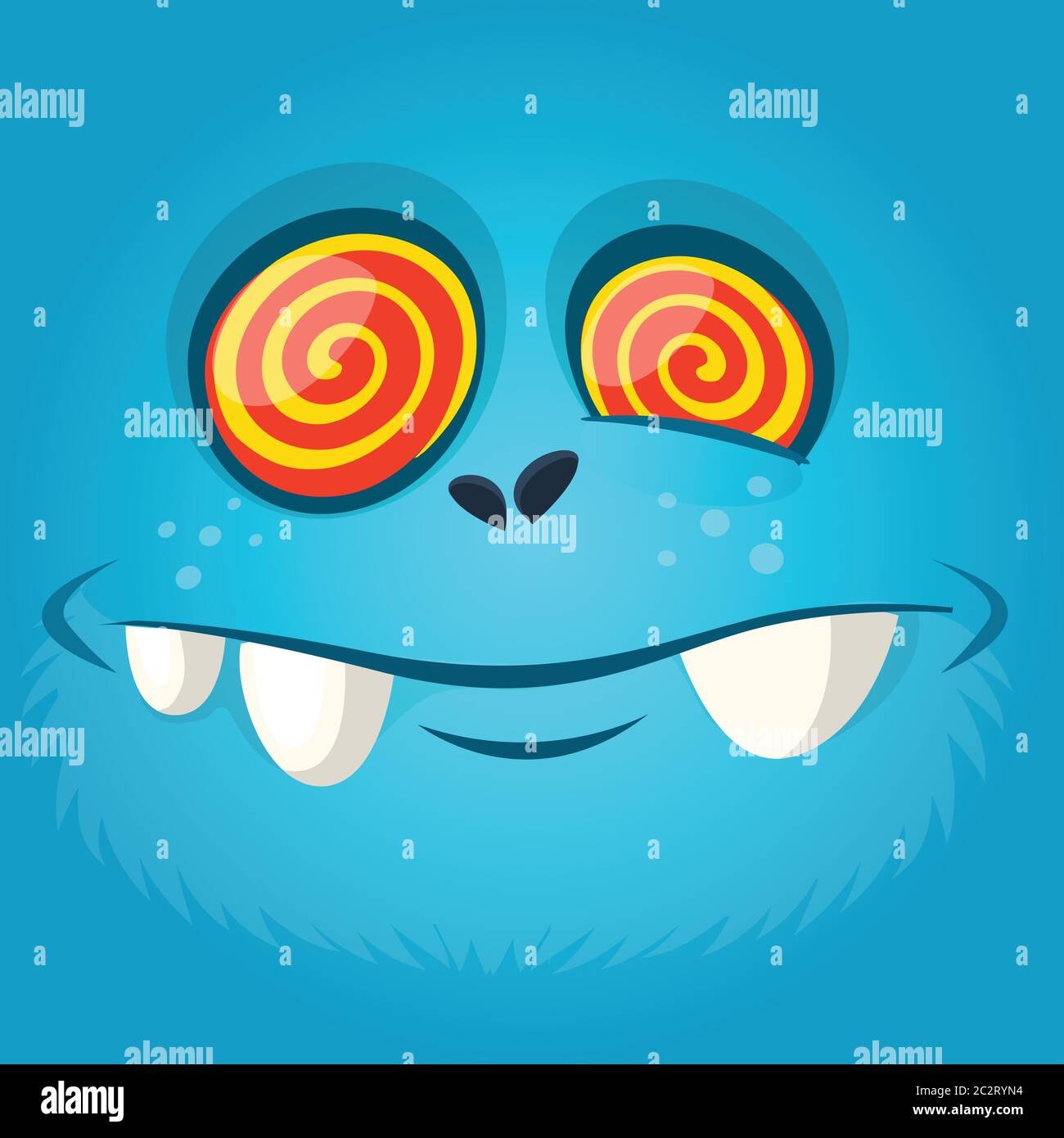 Funny cartoon monster face. Vector Halloween monster square avatar ...