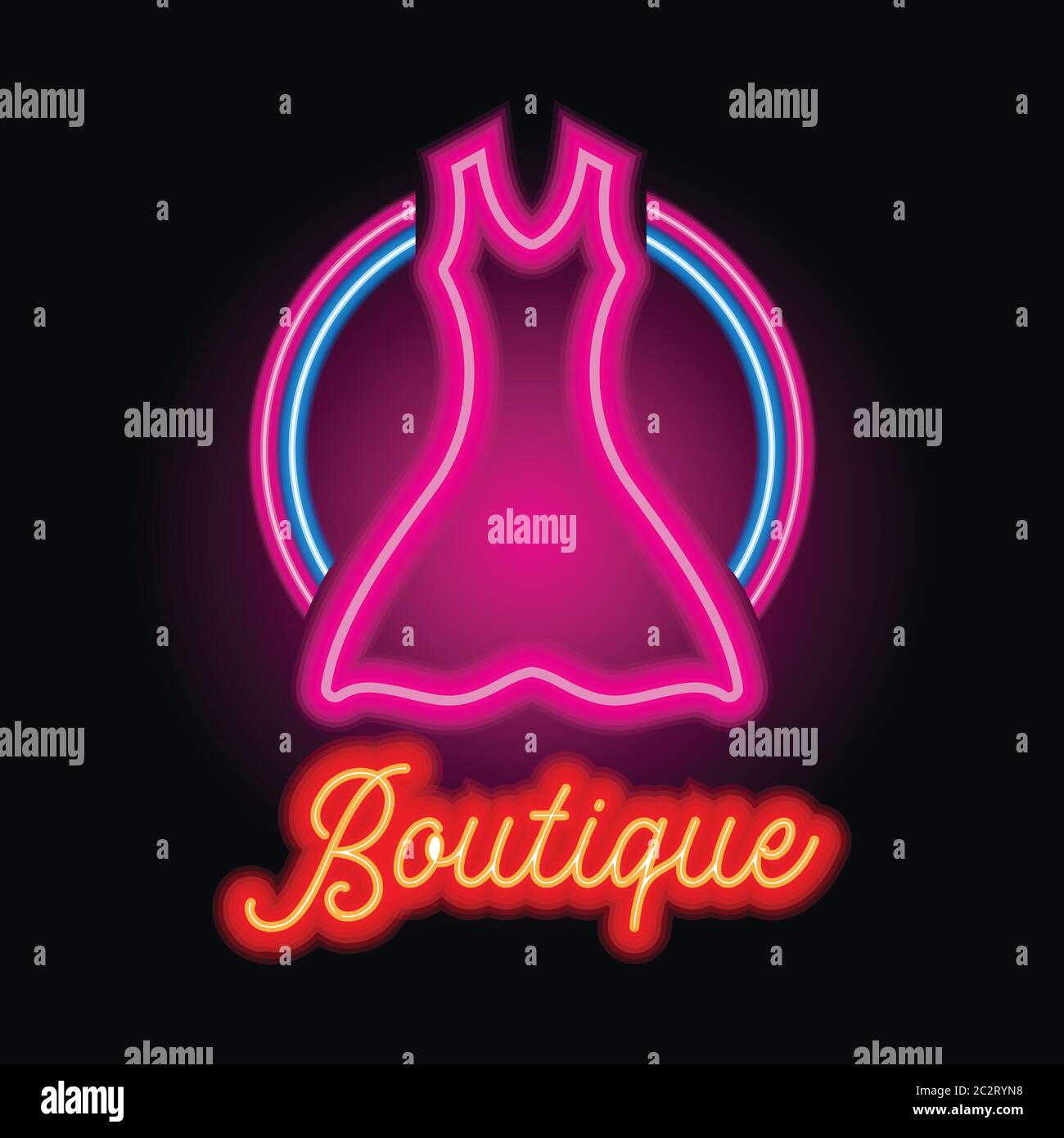 boutique logo with neon light effect. vector illustration Stock Vector ...