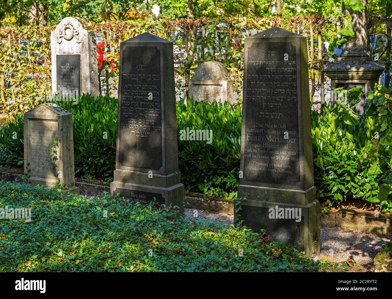 Graeber und Grabsteine, Alter Juedischer Friedhof an der Steverstrasse in Luedinghausen, Muensterland, Nordrhein-Westfalen *** Local Caption *** Stock Photo