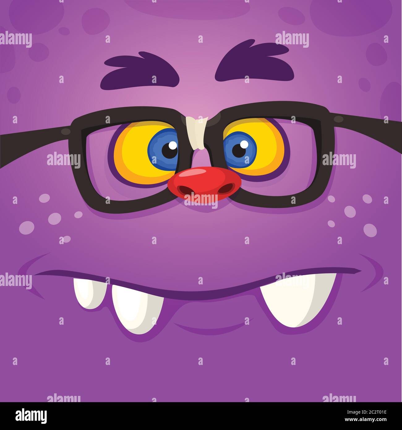 Funny cartoon monster face. Vector Halloween monster square avatar ...