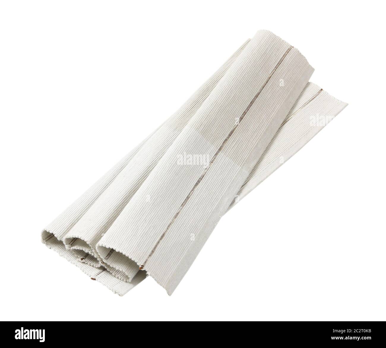 Ribbed off white cotton table mat isolated on white Stock Photo Alamy