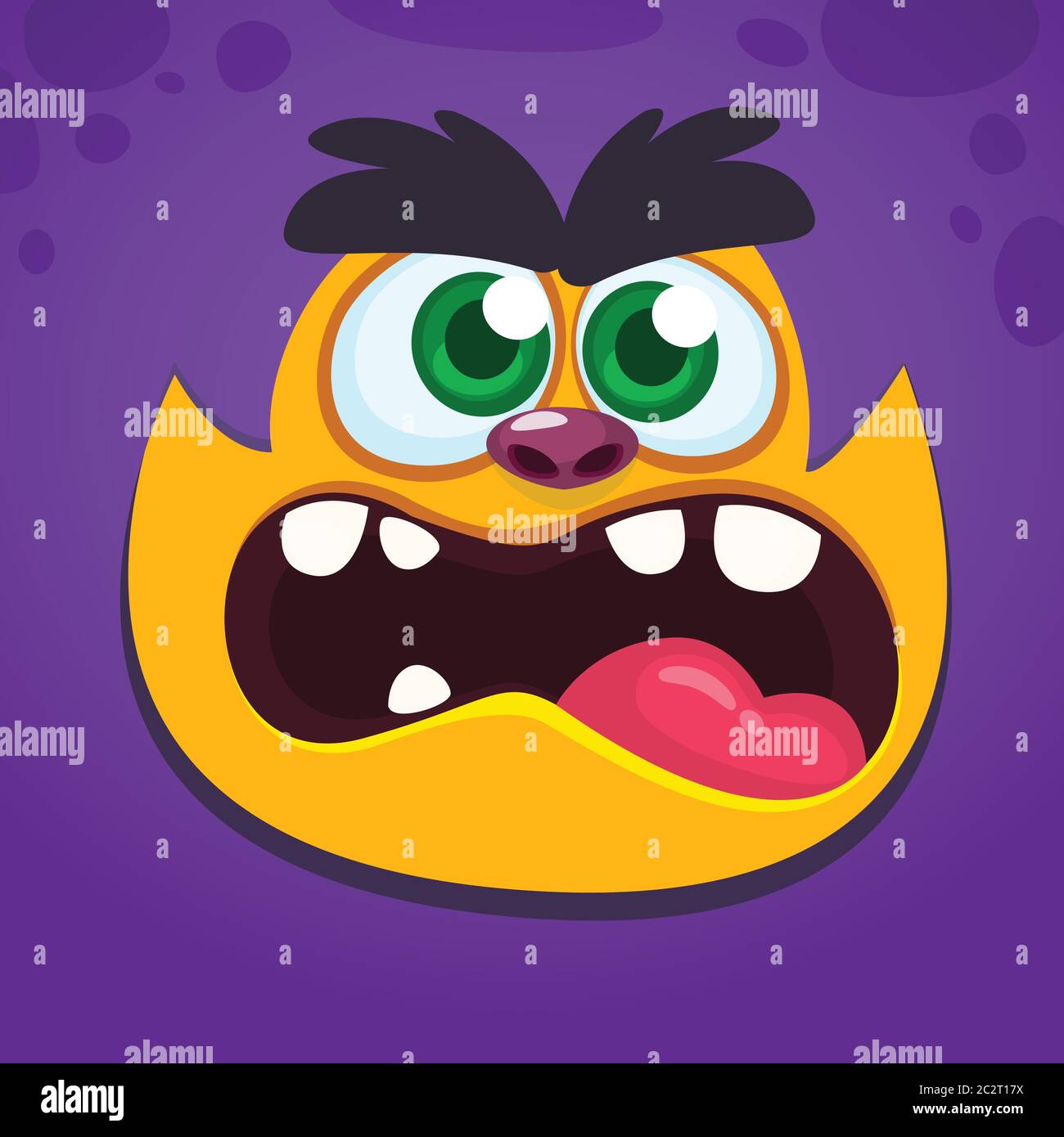 Angry monster screaming. Cartoon vector illustration of spooky monster face  avatar. Big set of monster faces Stock Vector Image & Art - Alamy