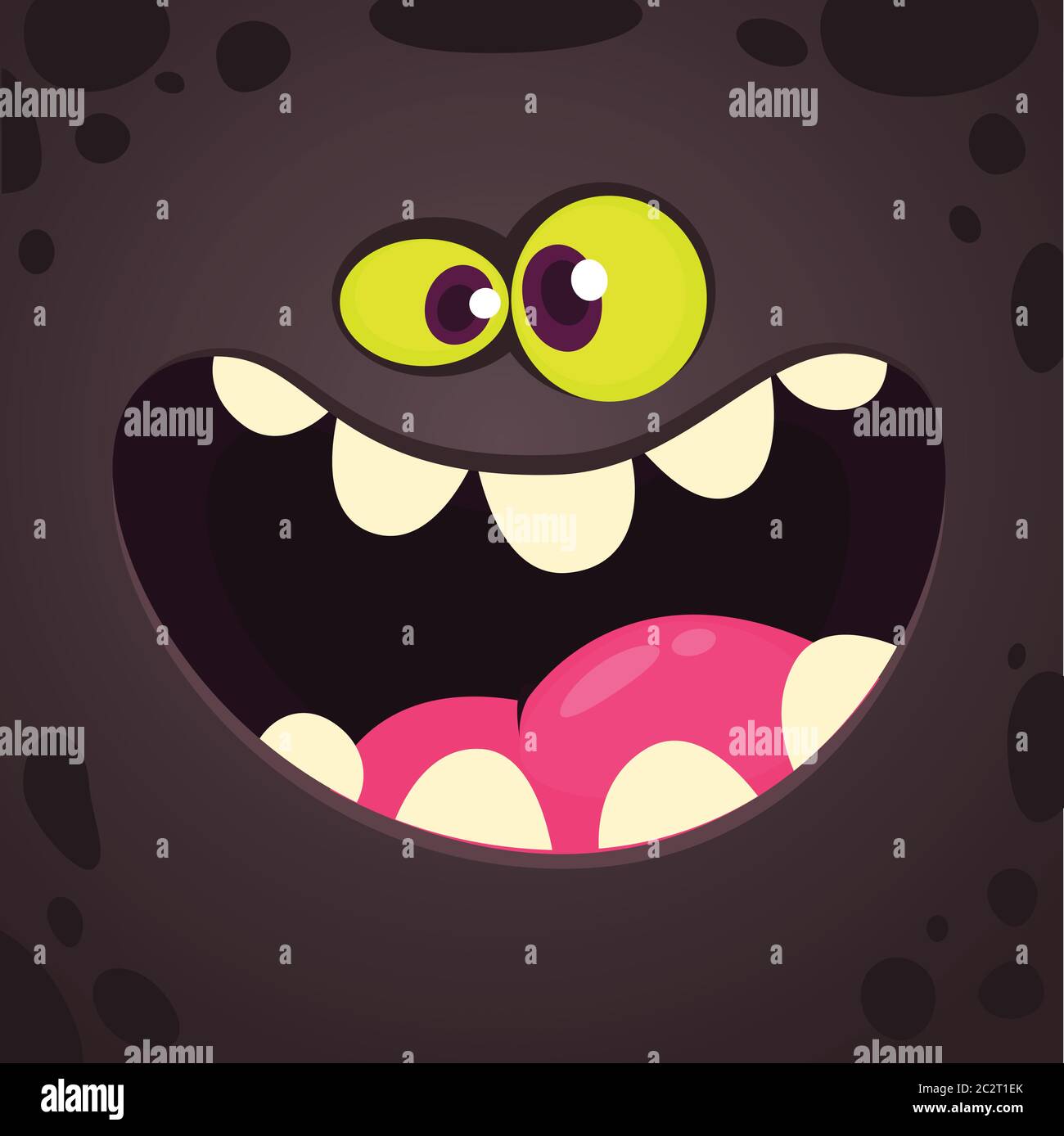 Funny cartoon monster face. Vector Halloween monster square avatar ...