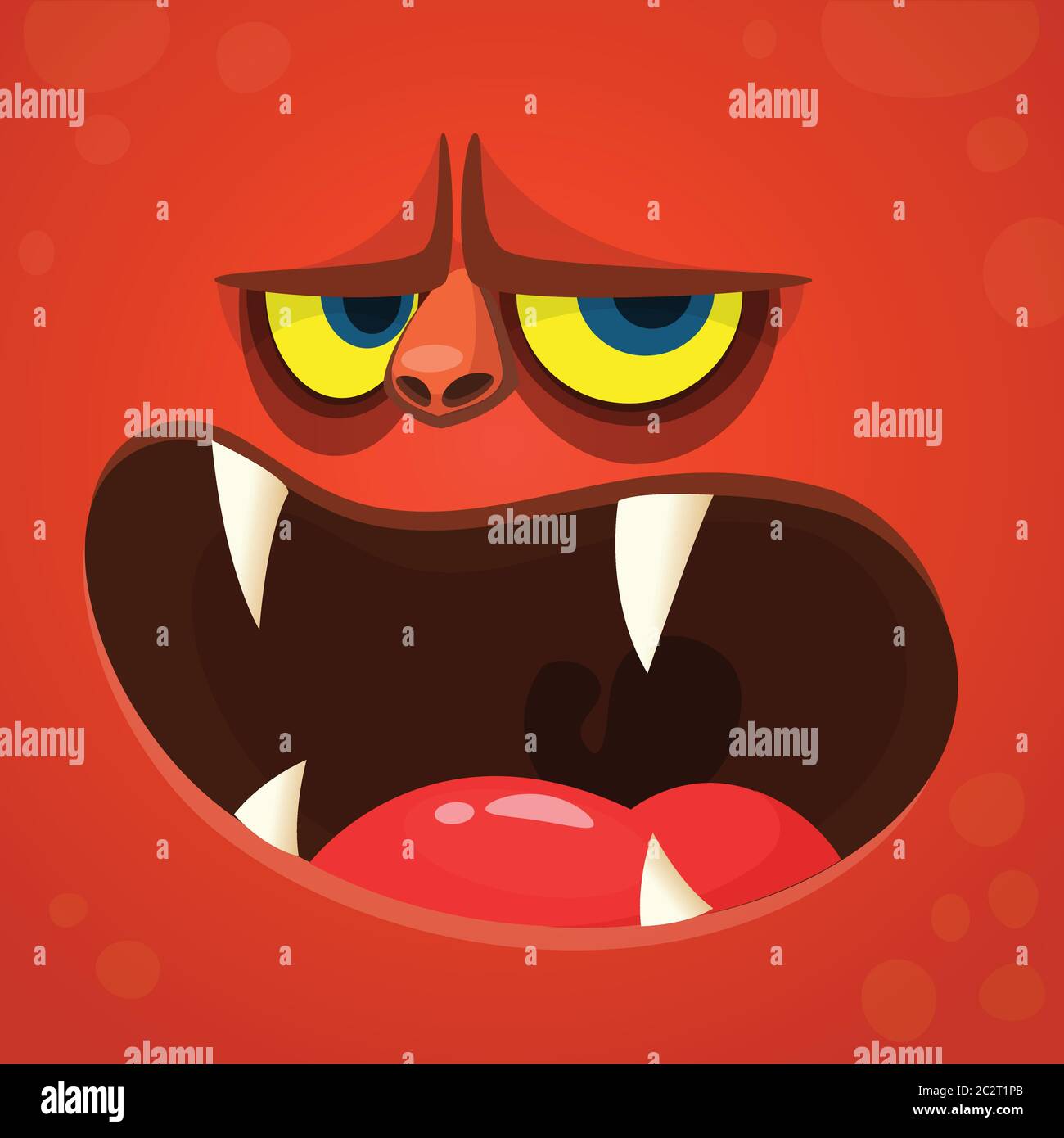 A brown and green monster with big eyes and 3 sharp teeth, vector, color  drawing or illustration Stock Vector Image & Art - Alamy