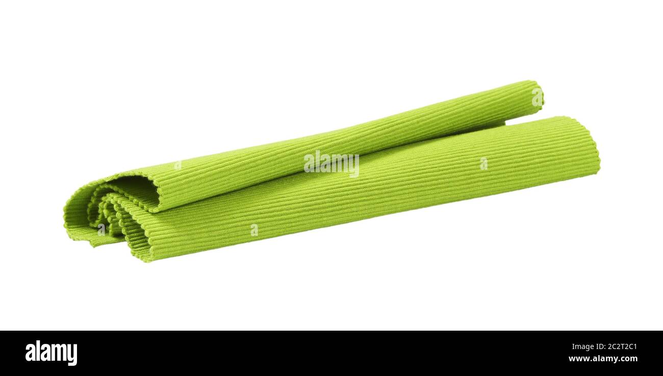 Green ribbed cotton placemat isolated on white Stock Photo Alamy