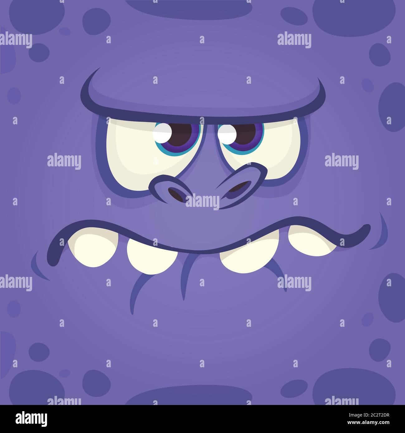 Angry cartoon monster face. Vector Halloween monster avatar. Design for ...