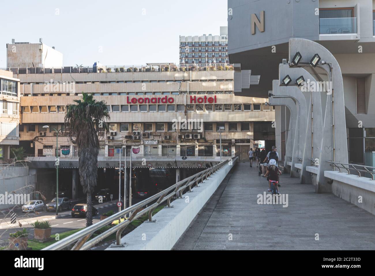 Tel Aviv/Israel-12/10/18: Eliezer Peri Street covered passageway under the Leonardo  Art Hotel near the Tel Aviv promenade Stock Photo - Alamy