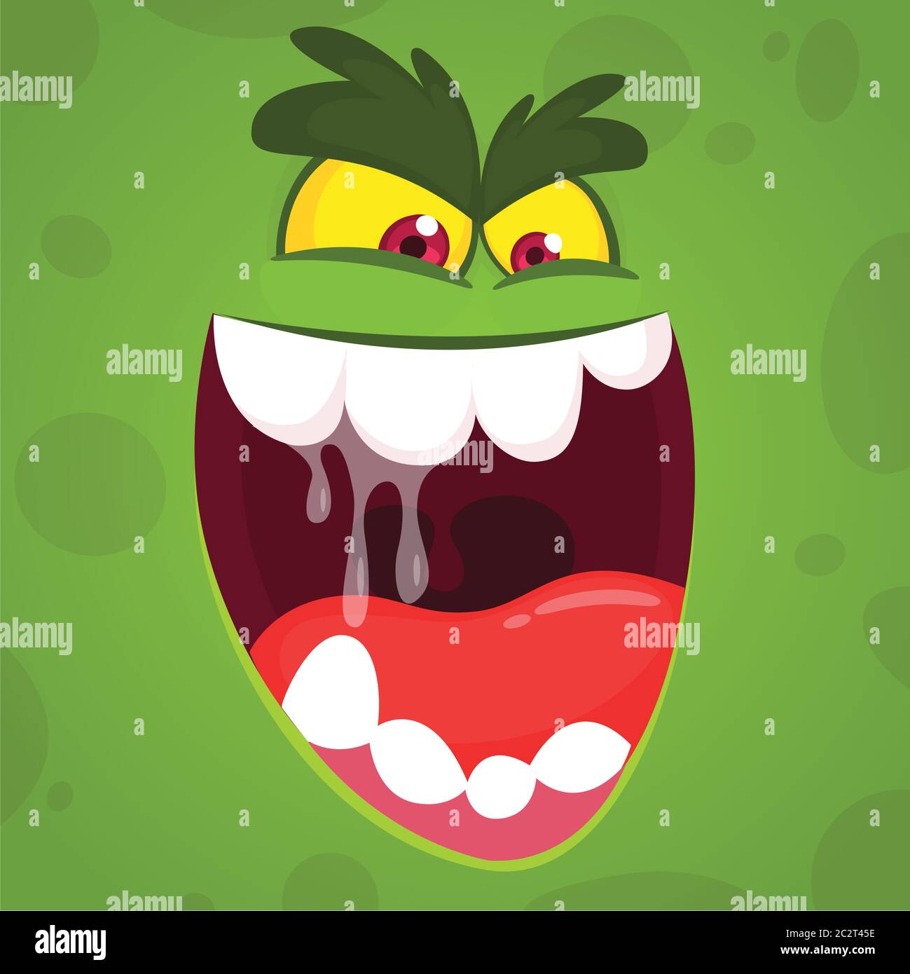 Angry vector cartoon monster face. Vector Halloween green zombie ...