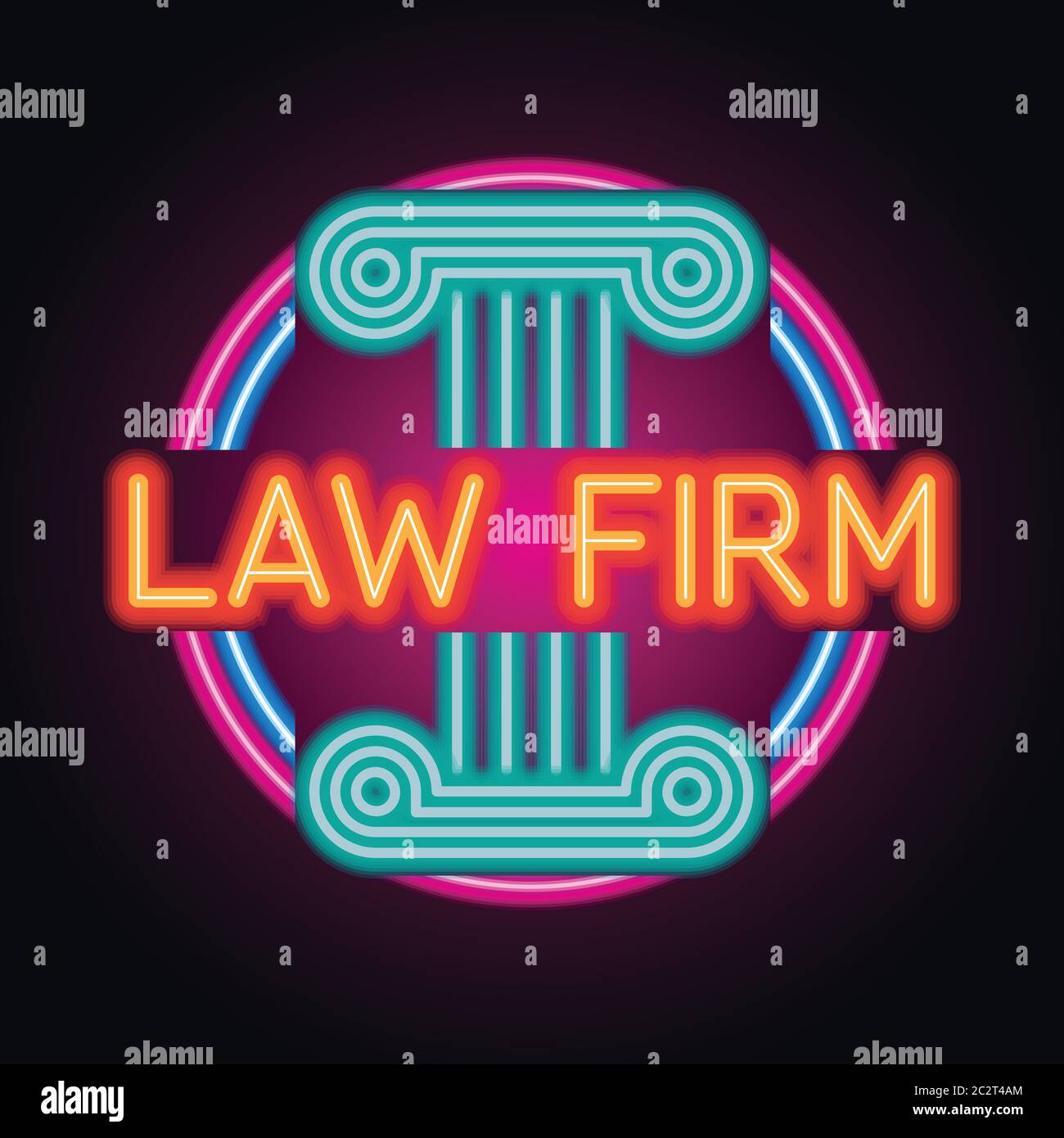 law firm advertisement plank for law firm office with neon light effect
