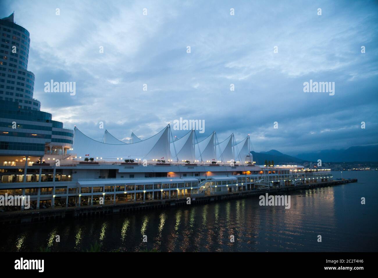 Vancouver bay au sunset with buildings and colorful sky, British Columbia, Canada Stock Photo
