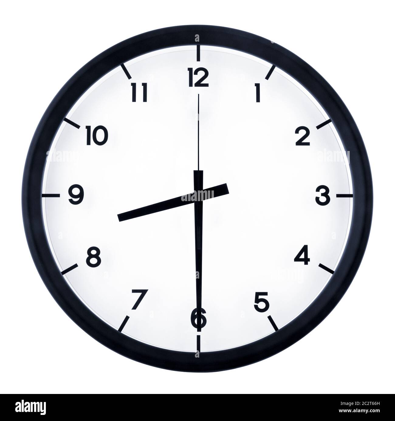Classic analog clock pointing at 8 o'clock, isolated on white