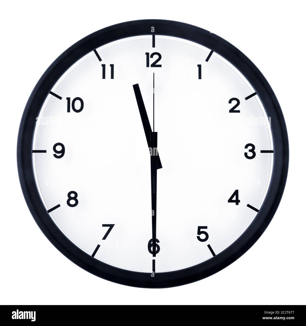 Classic analog clock pointing at 8 o'clock, isolated on white background Stock Photo